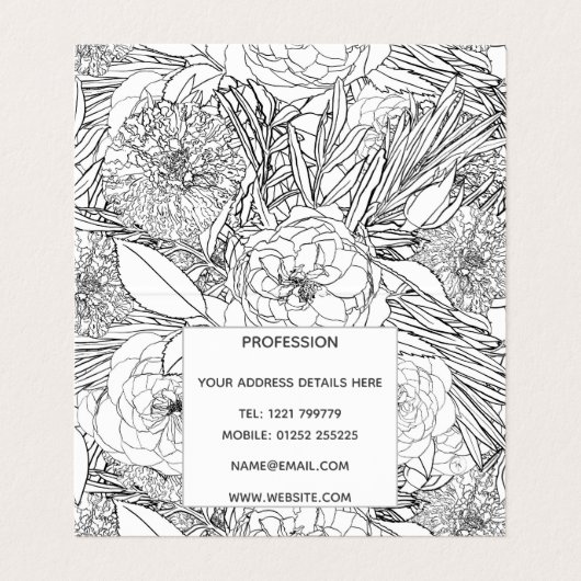 Elegant Black White Rozen en Marigold Flowers Visitekaartje (Binnenkant ongevouwen)