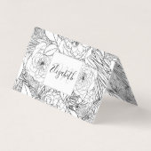 Elegant Black White Rozen en Marigold Flowers Visitekaartje (Voorkant)