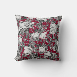 Elegant  Black White Rozen op Bourgogne Kussen