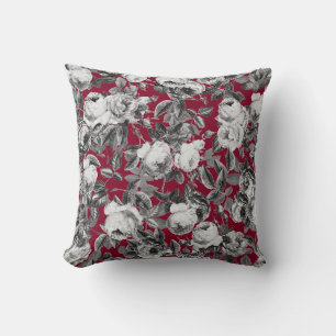 Elegant Black White Rozen op Bourgogne Kussen
