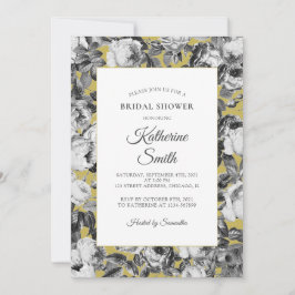 Elegant Black White Rozen op Gold Vrijgezellenfees Kaart