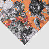 Elegant Black White Rozen op Sinaasappel Tissuepapier (Detail)