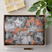 Elegant Black White Rozen op Sinaasappel Tissuepapier (Geschenk)