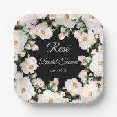 Elegant Black White Rozen Vrijgezellenfeest Papieren Bordje (Voorkant)