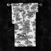 Elegant Black White Rustic Horses Toile Bad Handdoek