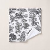 Elegant Black White Rustic Horses Toile Bad Handdoek (Wasdoekje)