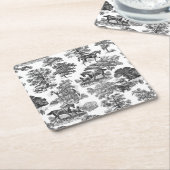 Elegant Black White Rustic Horses Toile Kartonnen Onderzetters (Schuin)