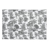 Elegant Black White Rustic Horses Toile Kussensloop (Achterkant-Links)