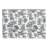 Elegant Black White Rustic Horses Toile Kussensloop (Voorkant-Links)