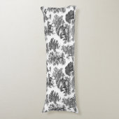 Elegant Black White Rustic Horses Toile Lichaamskussen (Voorkant Verticaal)