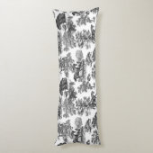 Elegant Black White Rustic Horses Toile Lichaamskussen (Achterkant (Verticaal))
