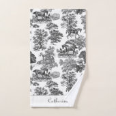 Elegant Black White Rustic Horses Toile Name Bad Handdoek (Handdoek)