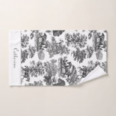 Elegant Black White Rustic Horses Toile Name Bad Handdoek (Handdoek)
