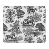 Elegant Black White Rustic Horses Toile Snijplank (Voorkant)