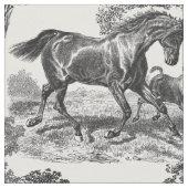 Elegant Black White Rustic Horses Toile Stof (Close Up)