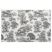 Elegant Black White Rustic Horses Toile Stof (Fat Quarter)
