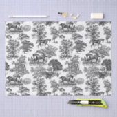 Elegant Black White Rustic Horses Toile Tissuepapier (Craft)