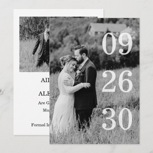 Elegant Black & White Save The Date Photo (Voorkant / Achterkant)