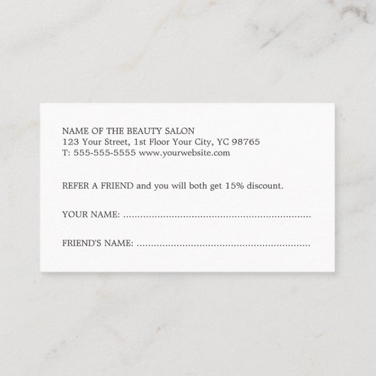 Elegant Black White Scissors Hair Salon Coupon (Achterkant)