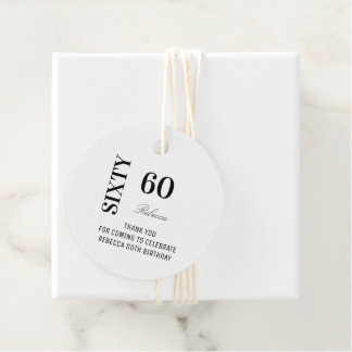 Elegant Black White Script 60 Birthday Thank You Bedankjes Labels