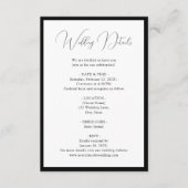 Elegant Black White Script Border Wedding Details Informatiekaartje (Voorkant)