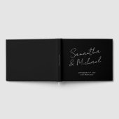 Elegant Black White Script Calligraphy Weddenschap Gastenboek (Volledig)
