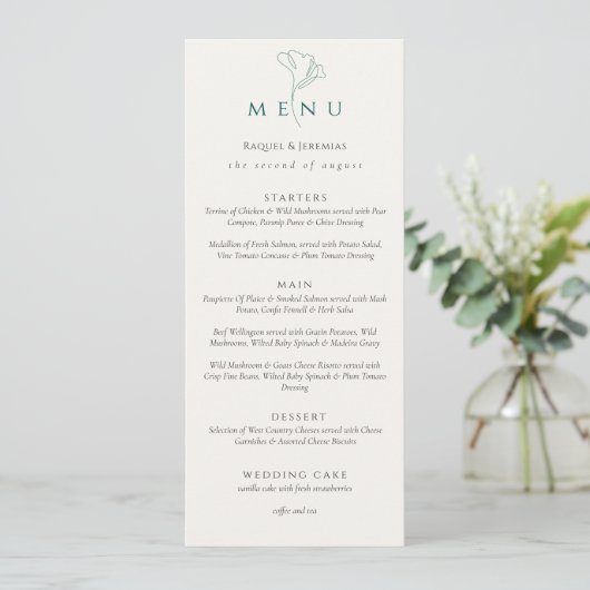 Elegant black white Script Double Side Wedding Menu (Staand voorkant)