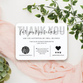 Elegant Black White Script Logo Klant Bedankt Visitekaartje