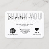 Elegant Black White Script Logo Klant Bedankt Visitekaartje (Voorkant)