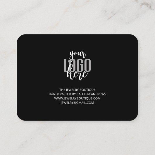 Elegant Black White Script Logo Klant Bedankt Visitekaartje (Achterkant)