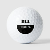 elegant black &white script monogram initial golfballen (Voorkant)