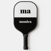 elegant black &white script monogram initial pickleball paddle (Voorkant)