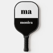 elegant black &white script monogram initial pickleball paddle (Achterkant)
