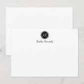 Elegant Black White Script Monogram Professional Notitiekaartje (Voorkant / Achterkant)