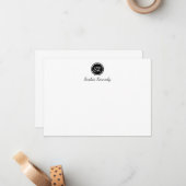 Elegant Black White Script Monogram Professional Notitiekaartje (Voorkant / Achterkant in situ)