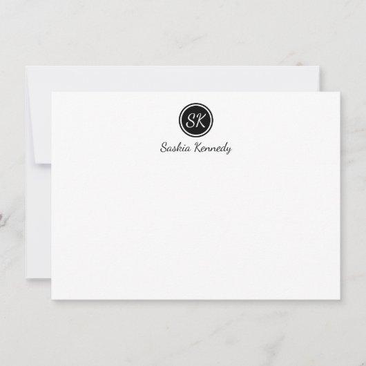 Elegant Black White Script Monogram Professional Notitiekaartje (Voorkant)