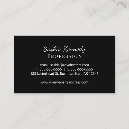 Elegant Black White Script Professional Monogram Visitekaartje (Achterkant)