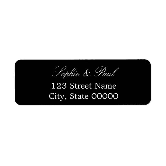 Elegant Black White Script Return Address Label (Voorkant)