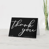 Elegant Black White Script Simple Modern Wedding Bedankkaart (Voorkant)