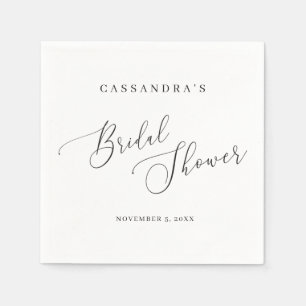 Elegant Black White Script Simple Vrijgezellenfees Servet