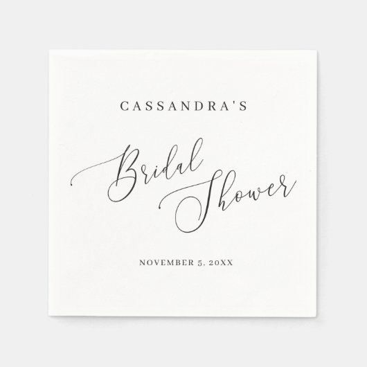 Elegant Black White Script Simple Vrijgezellenfees Servet (Voorkant)