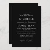Elegant Black White Script Wedding | All In One  Kaart (Voorkant / Achterkant)