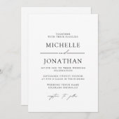 Elegant Black White Script Wedding | All In One  Kaart (Voorkant / Achterkant)