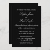 Elegant Black White Script Wedding Invitation Kaart (Voorkant / Achterkant)