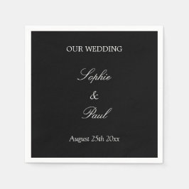 Elegant Black White Script Wedding Napkins Servet