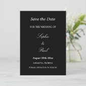 Elegant Black White Script Wedding Save the Date (Staand voorkant)