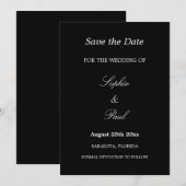 Elegant Black White Script Wedding Save the Date (Voorkant / Achterkant)