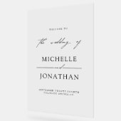 Elegant Black White Script Wedding Welcome  Acryl Bord (Hoek)