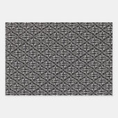 Elegant Black White Scrolled Damask Patroon Inpakpapier Vel (Voorkant)