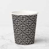 Elegant Black White Scrolled Damask Patroon Papieren Bekers (Achterkant)